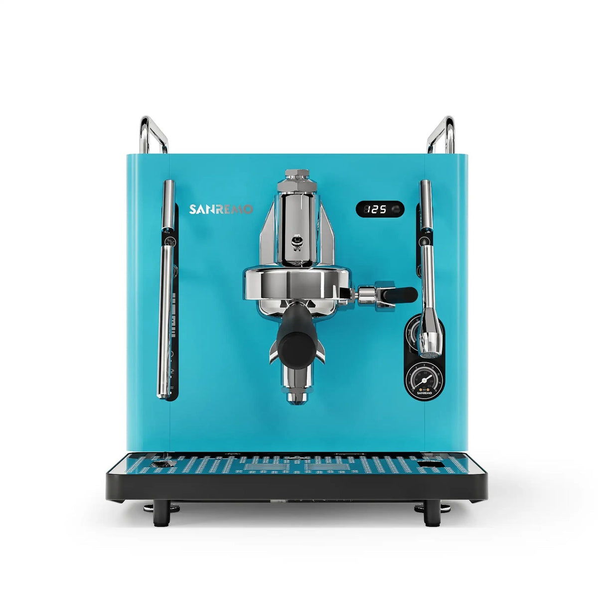 Sanremo Cube R espresso machine in Azure Lake Blue